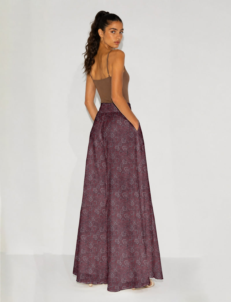 Wide Leg Palazzo Trousers - Pink Tropical