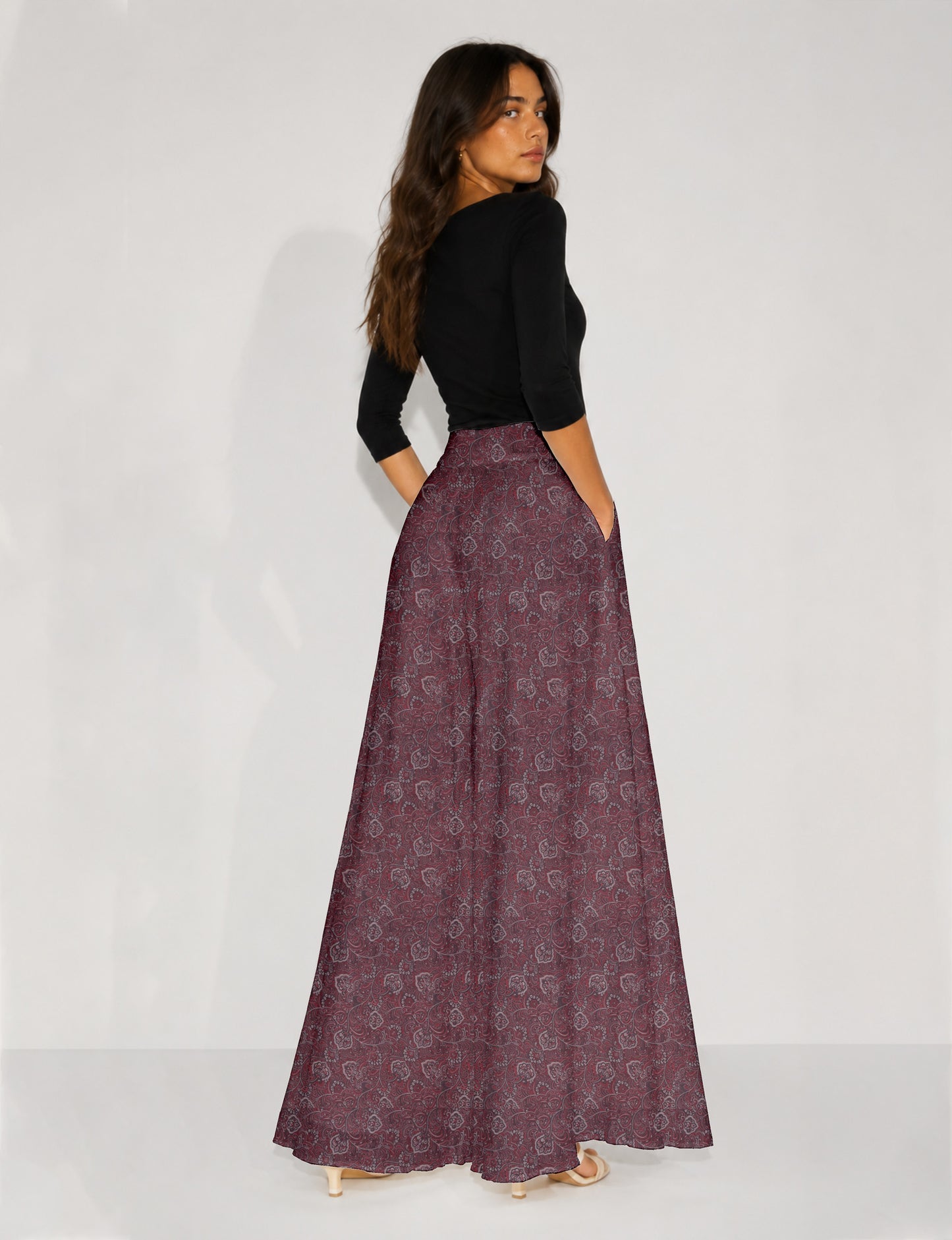 Wide Leg Palazzo Trousers - Pink Tropical