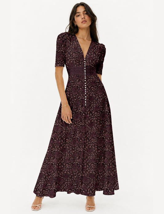 Maxi romantic dress - Pink Tropical