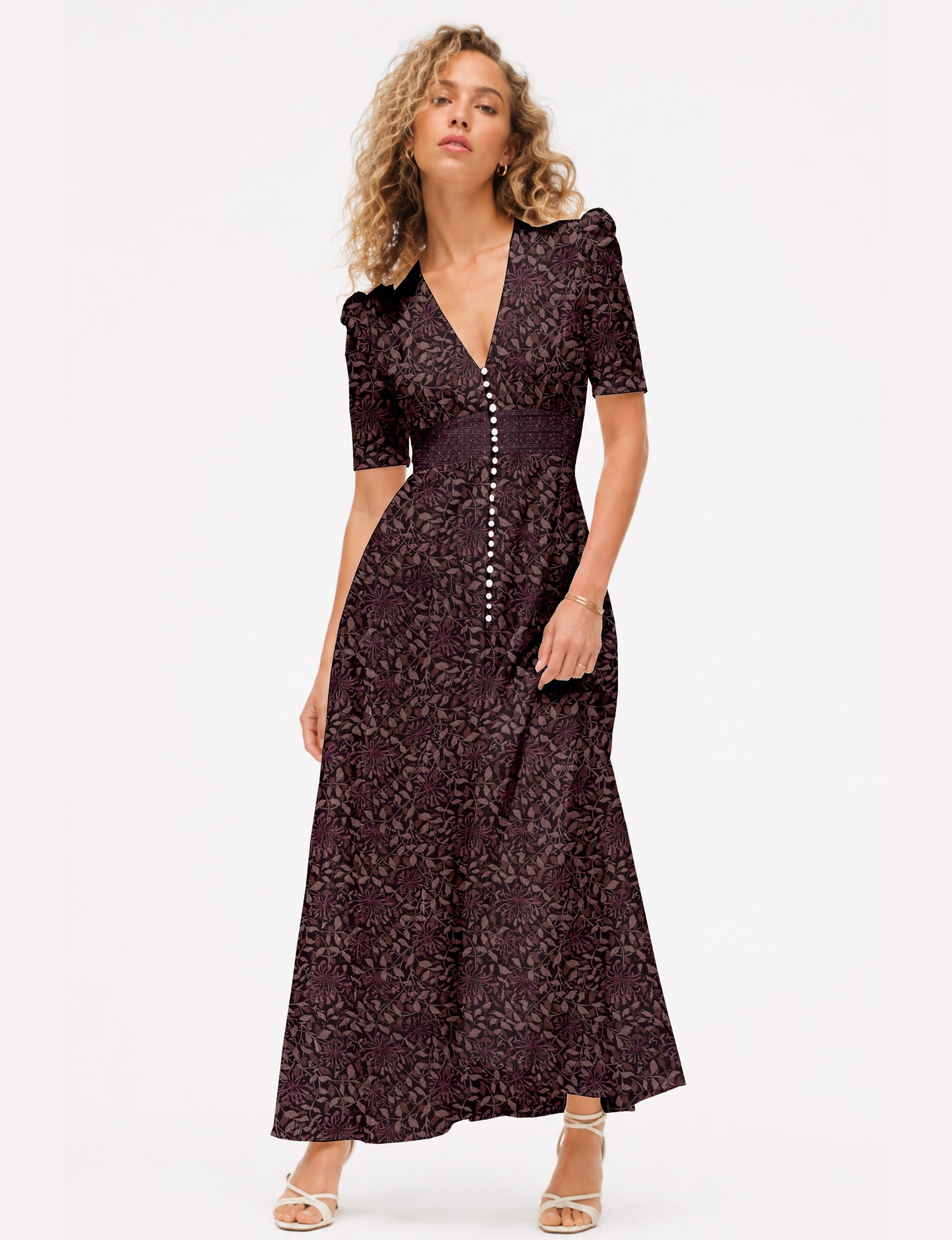 Maxi romantic dress - Pink Tropical