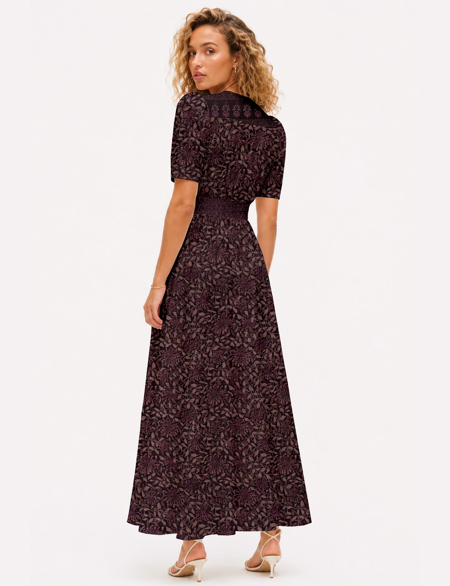 Maxi romantic dress - Pink Tropical