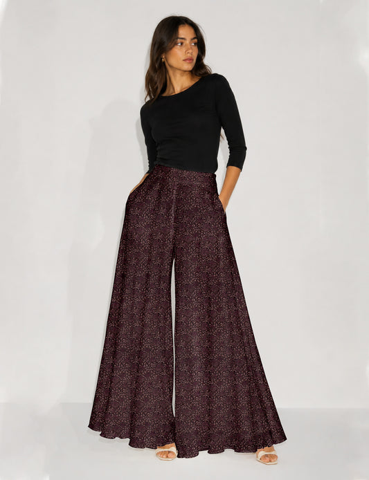 Wide Leg Palazzo Trousers - Pink Tropical