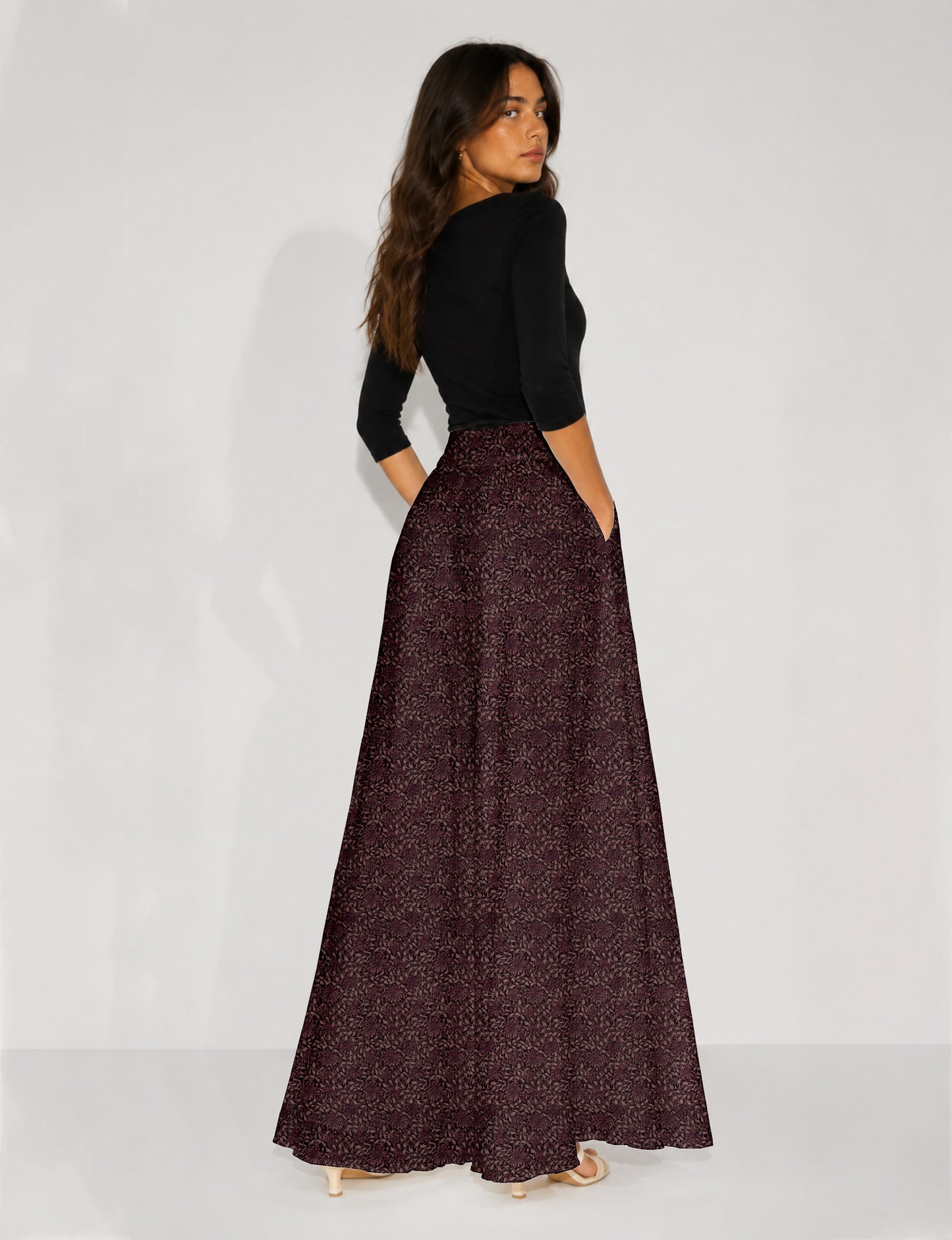 Wide Leg Palazzo Trousers - Pink Tropical