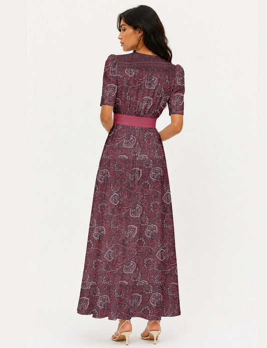 Maxi romantic dress - Pink Tropical