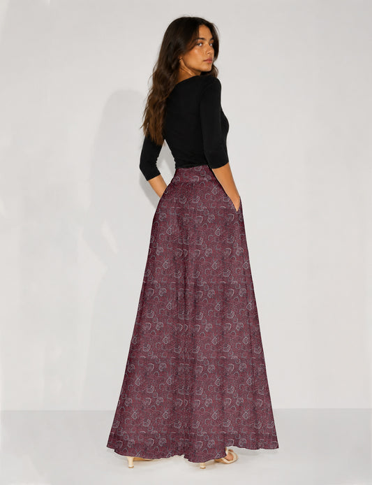Wide Leg Palazzo Trousers - Pink Tropical