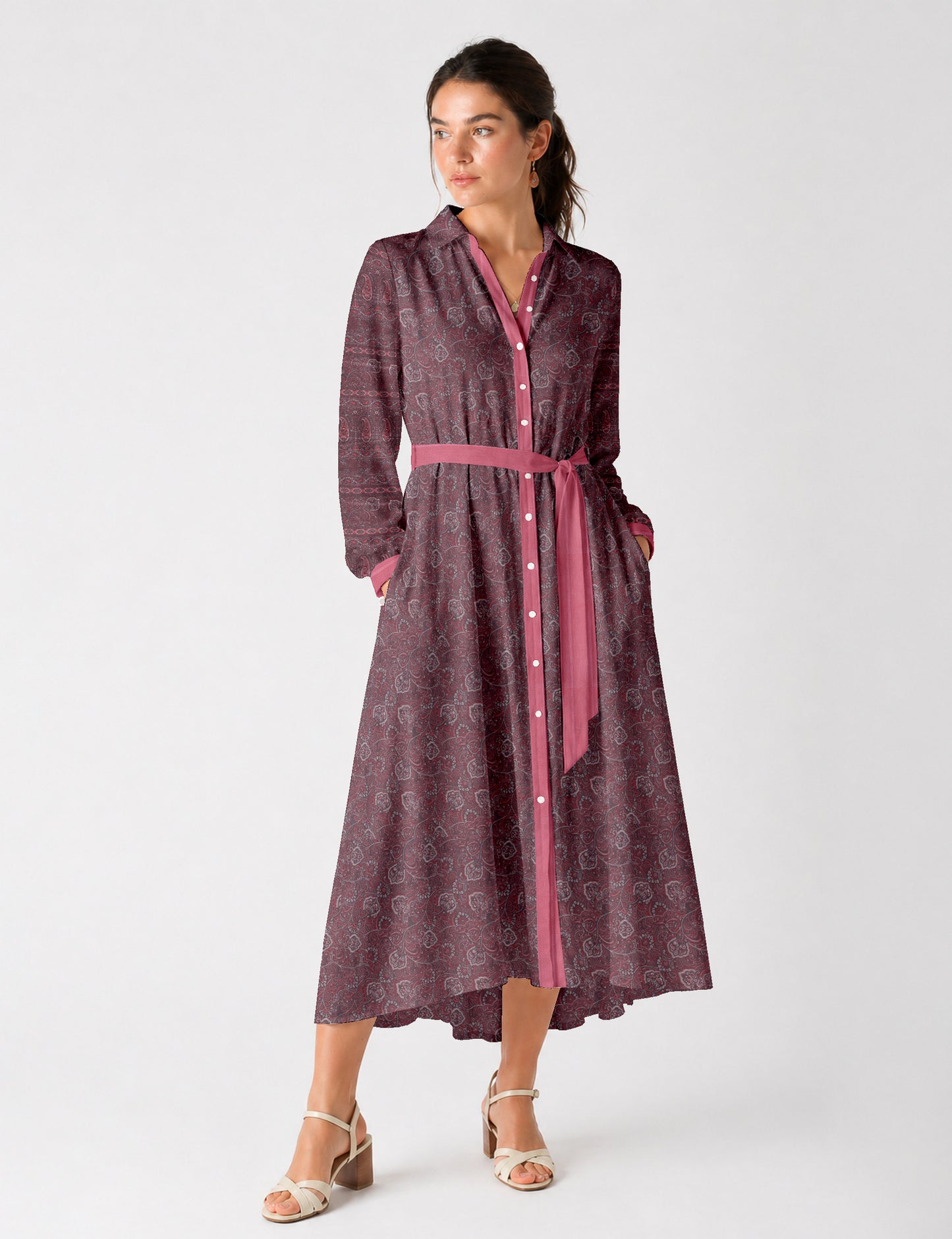 Long shirt dress - Pink Tropical