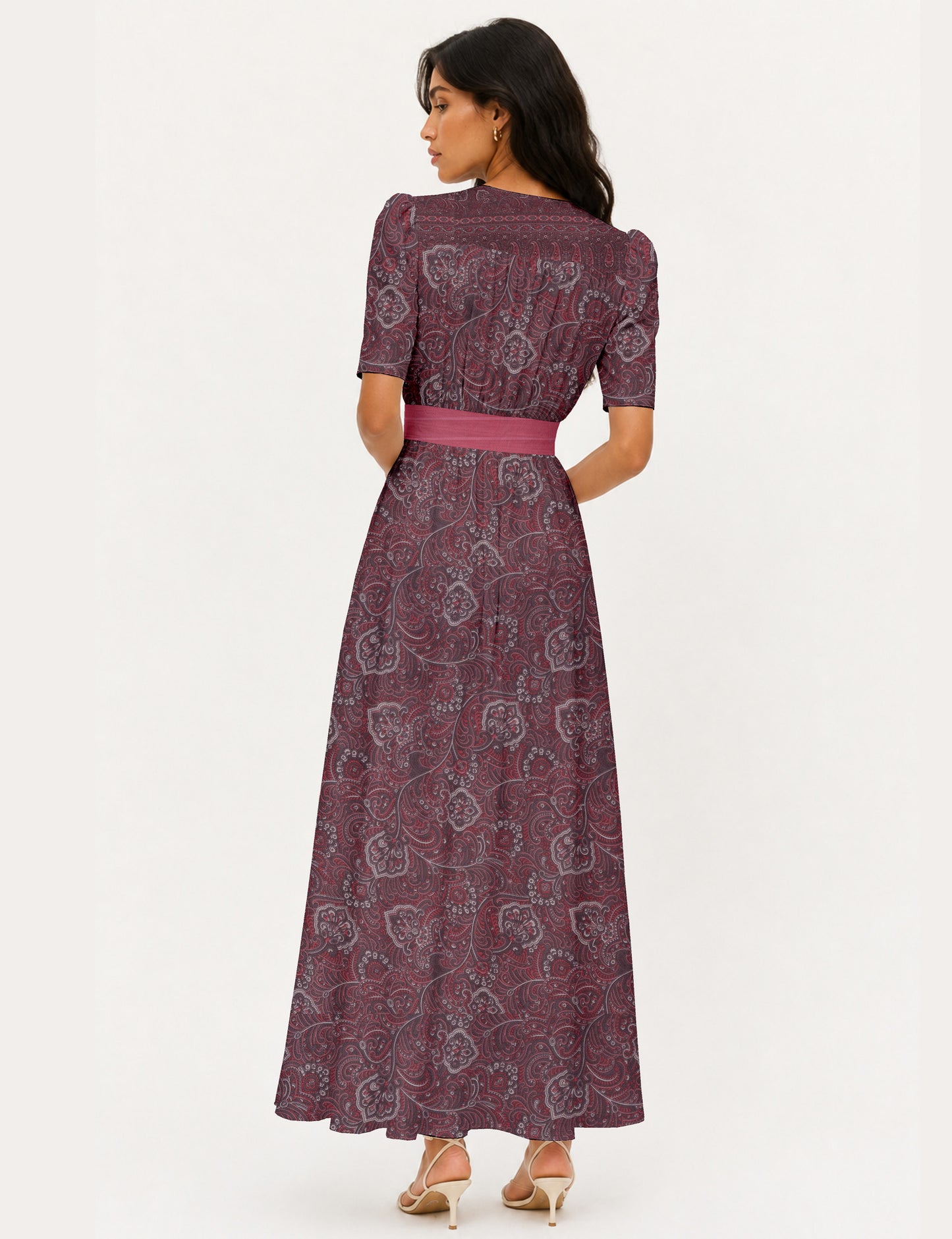Maxi romantic dress - Pink Tropical