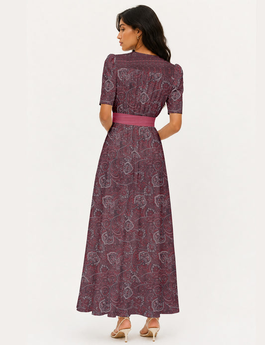 Maxi romantic dress - Pink Tropical