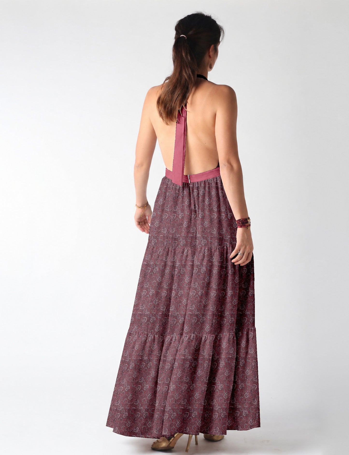 Flowy maxi tiered dress for vacations, brunch, and evening wear