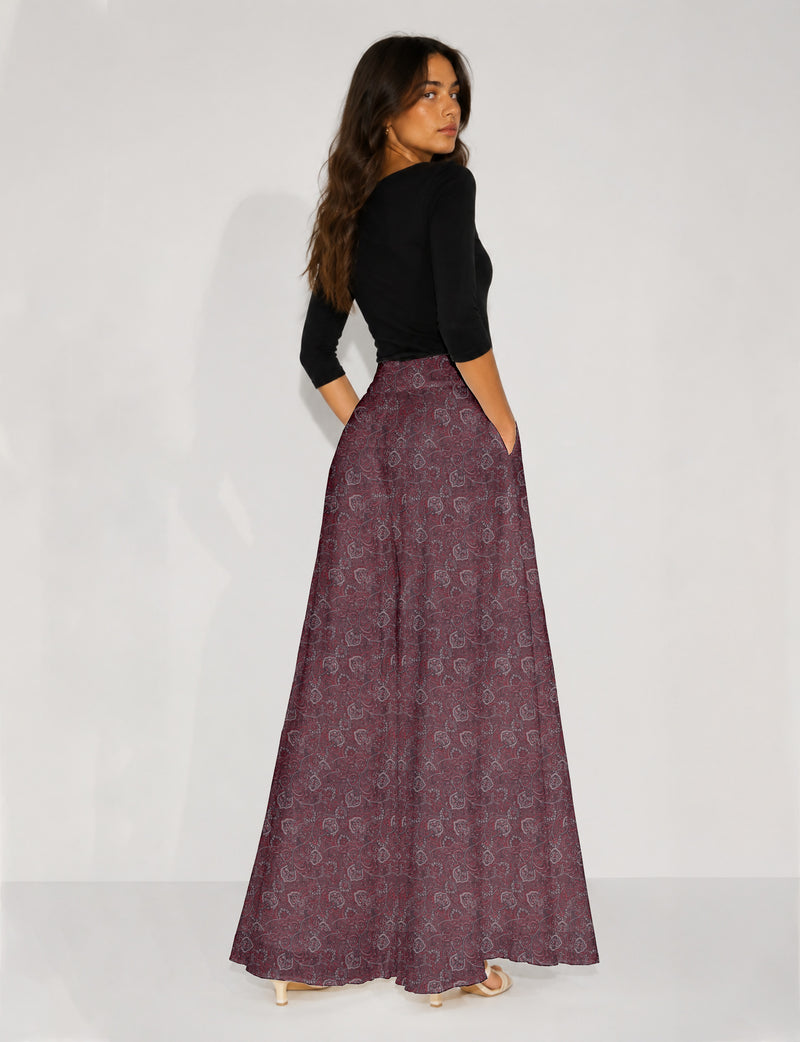Wide Leg Palazzo Trousers - Pink Tropical