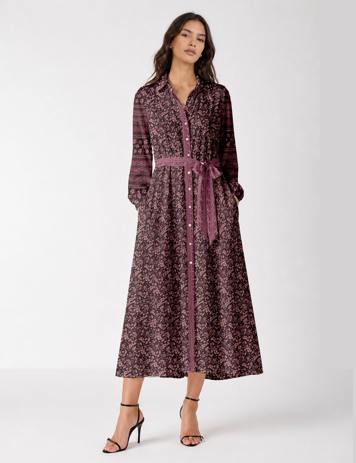Long shirt dress - Purple Floral