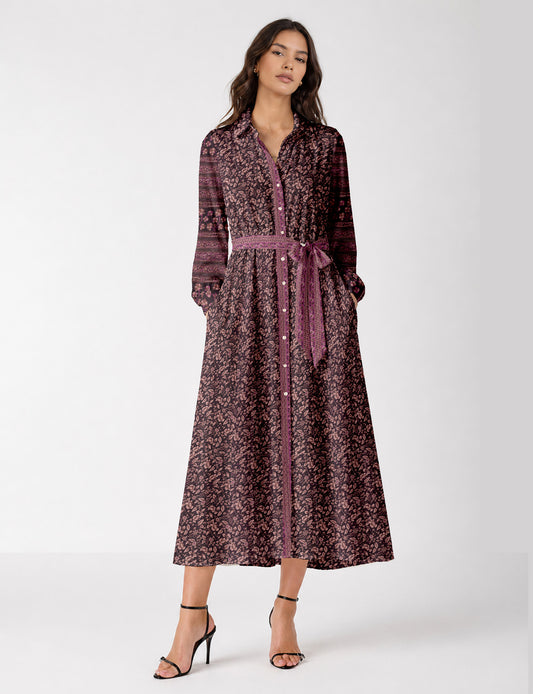 Long shirt dress - Purple Floral