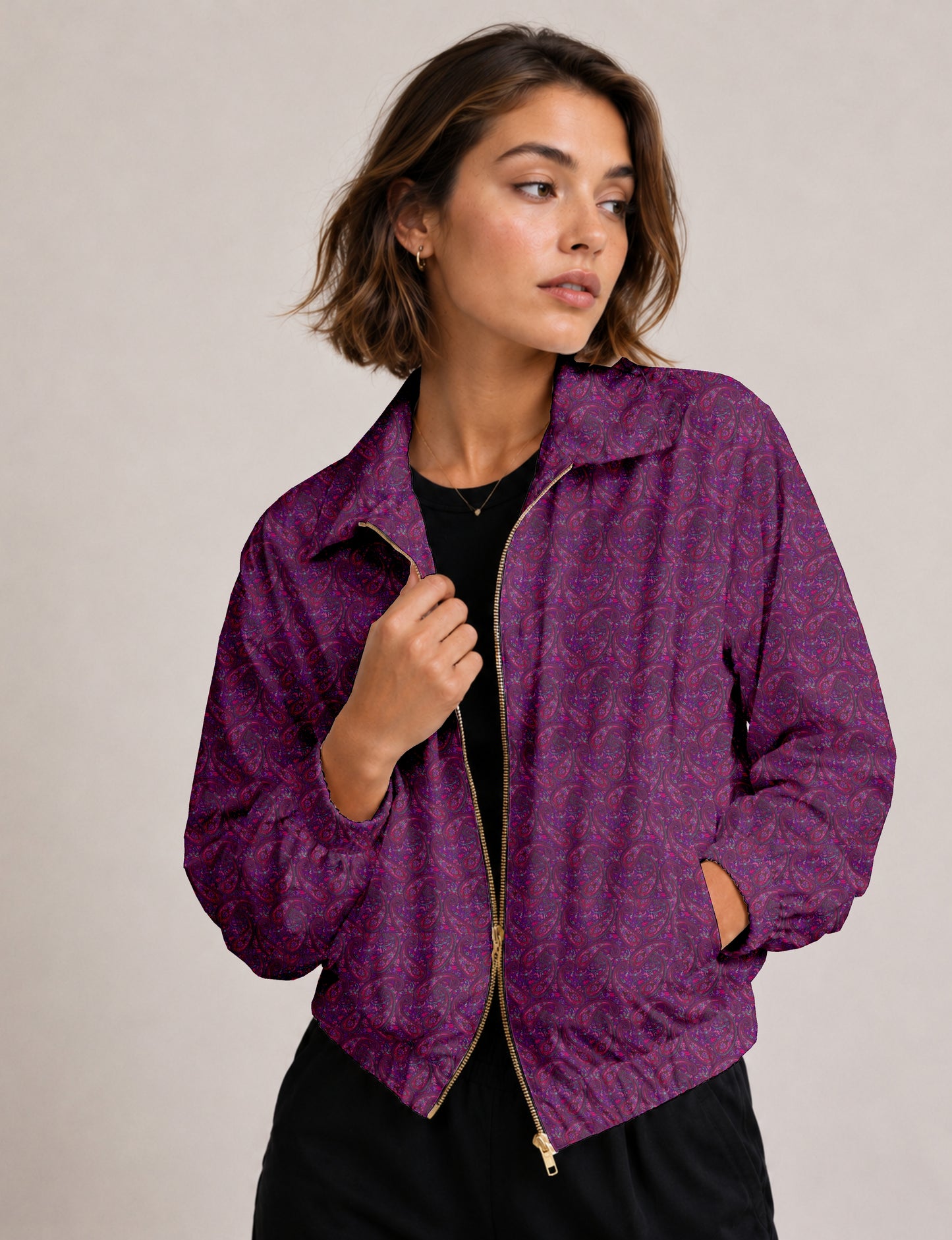 Bomber Jacket - Purple Paisley