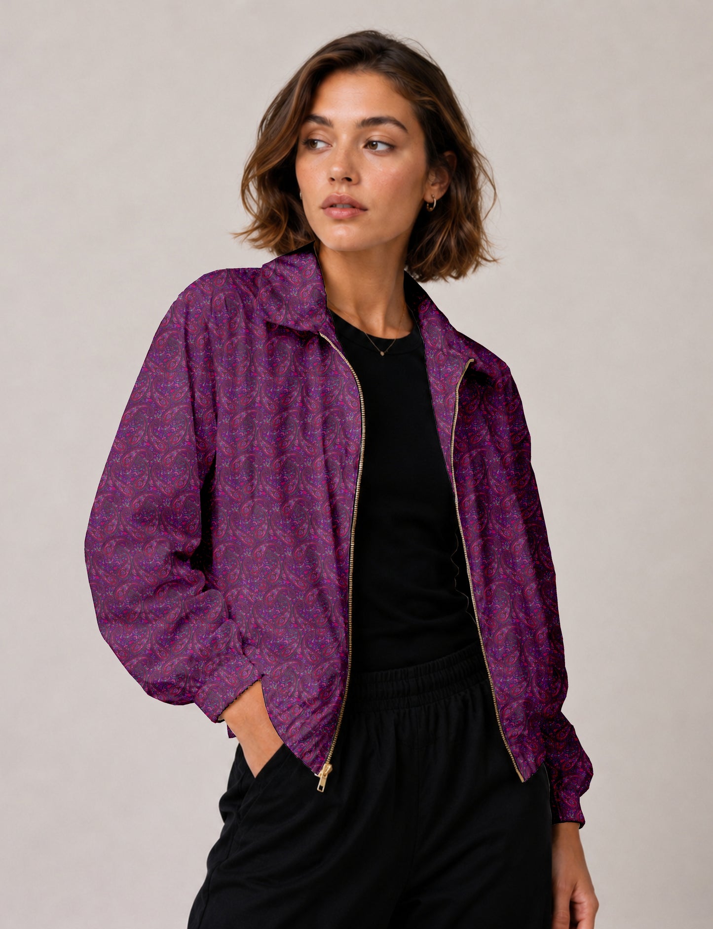Bomber Jacket - Purple Paisley
