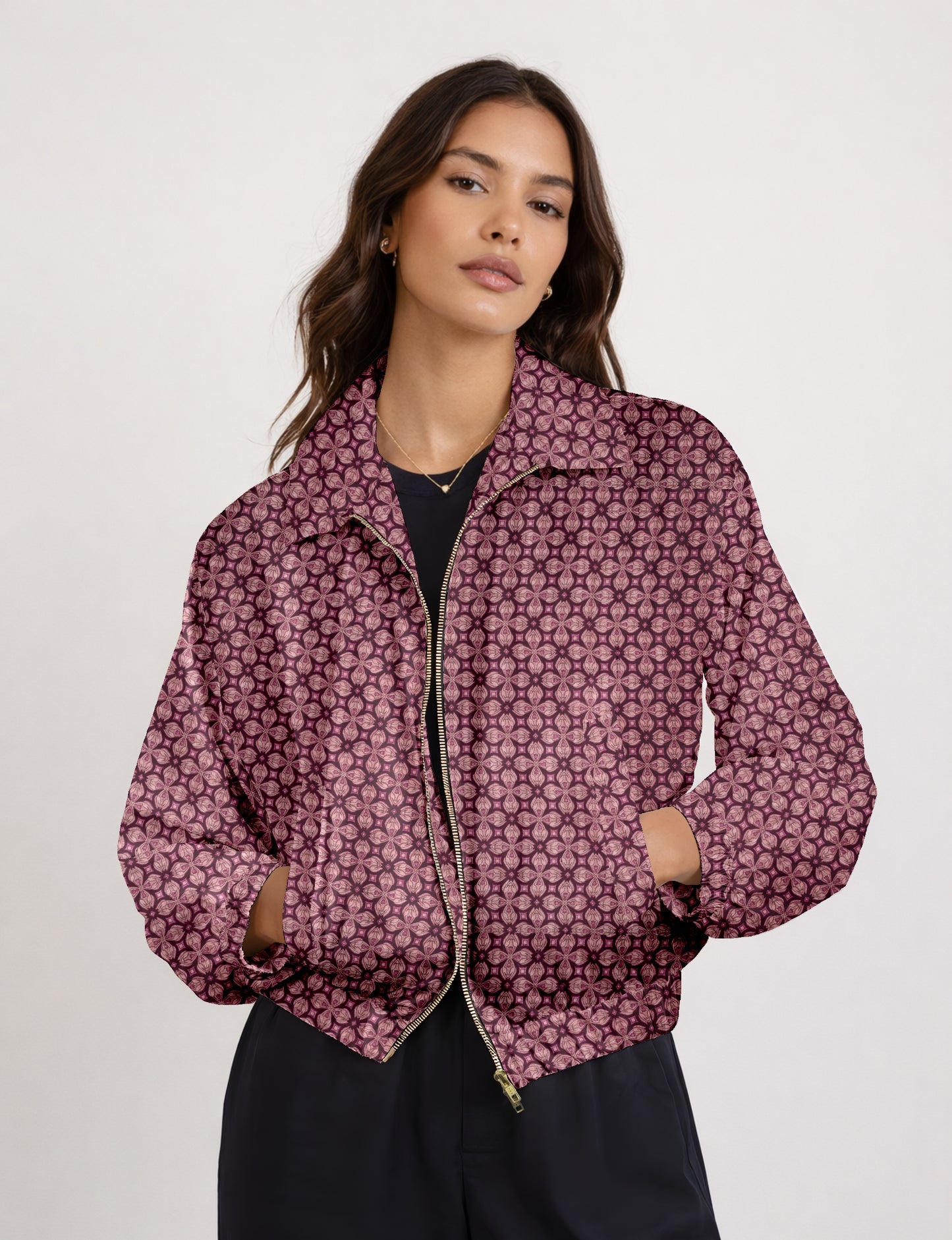 Bomber Jacket - Purple Floral
