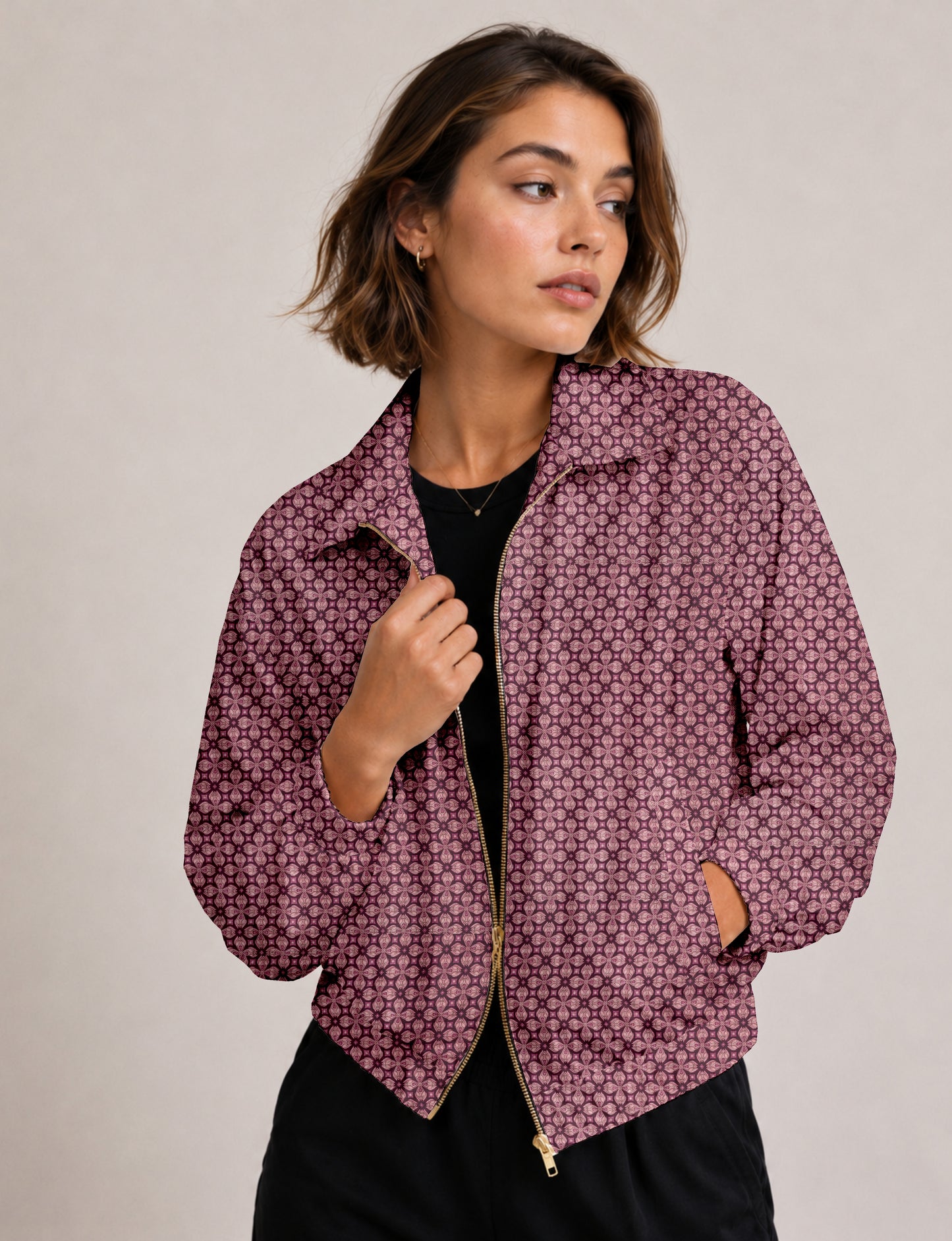 Bomber Jacket - Purple Floral
