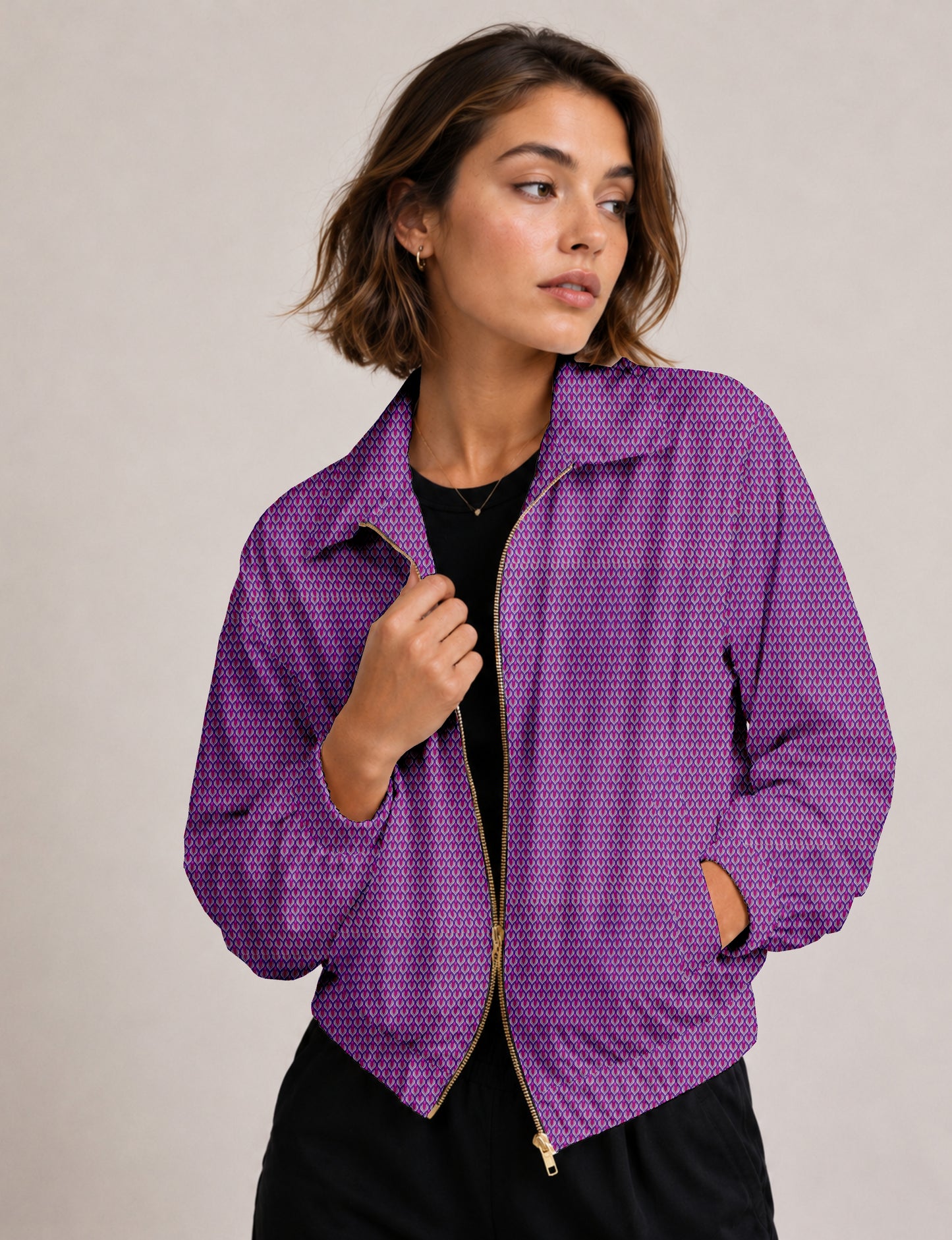 Bomber Jacket - Purple Floral