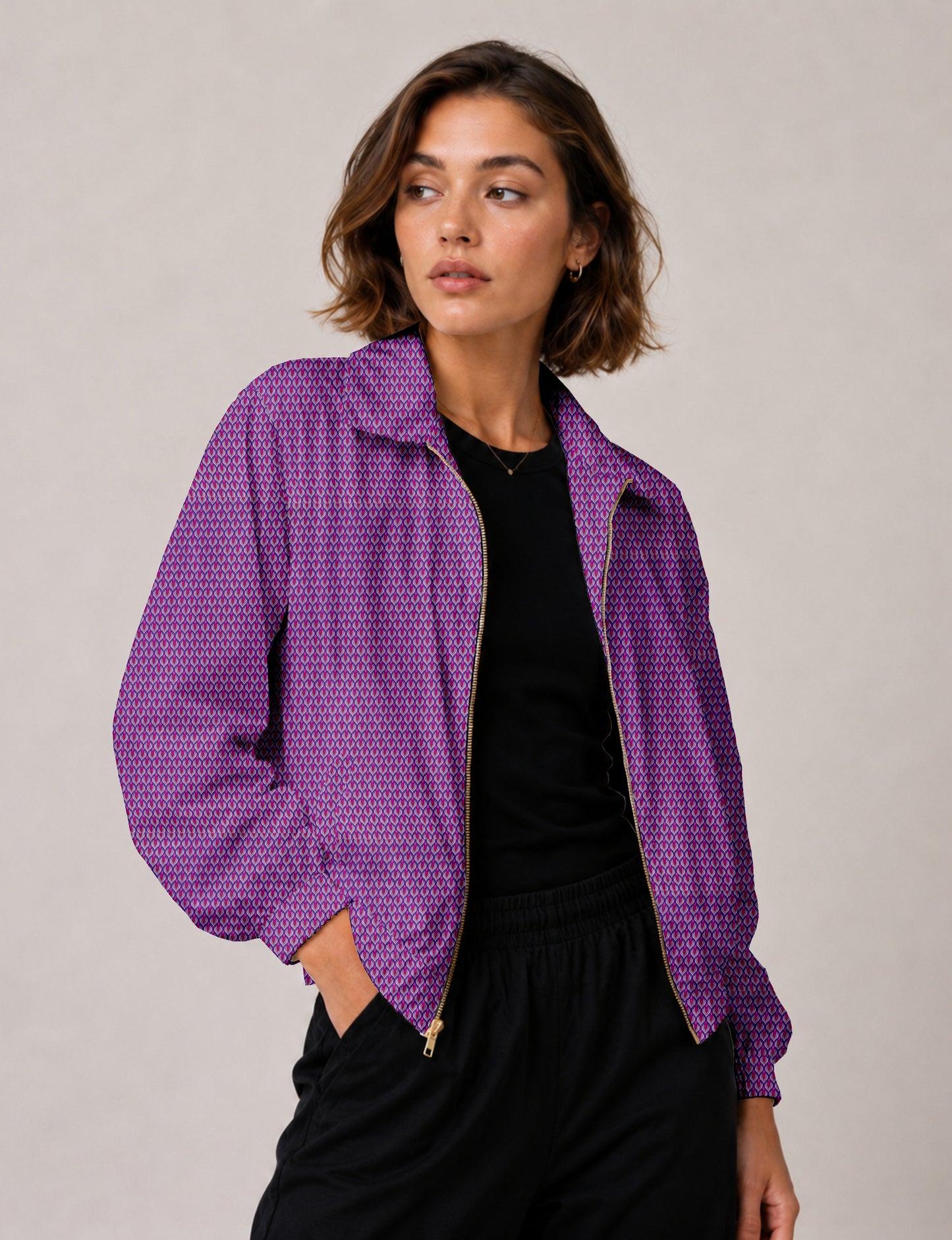Bomber Jacket - Purple Floral