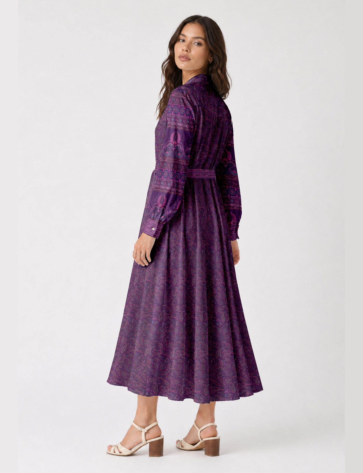 Long shirt dress - Purple Paisley