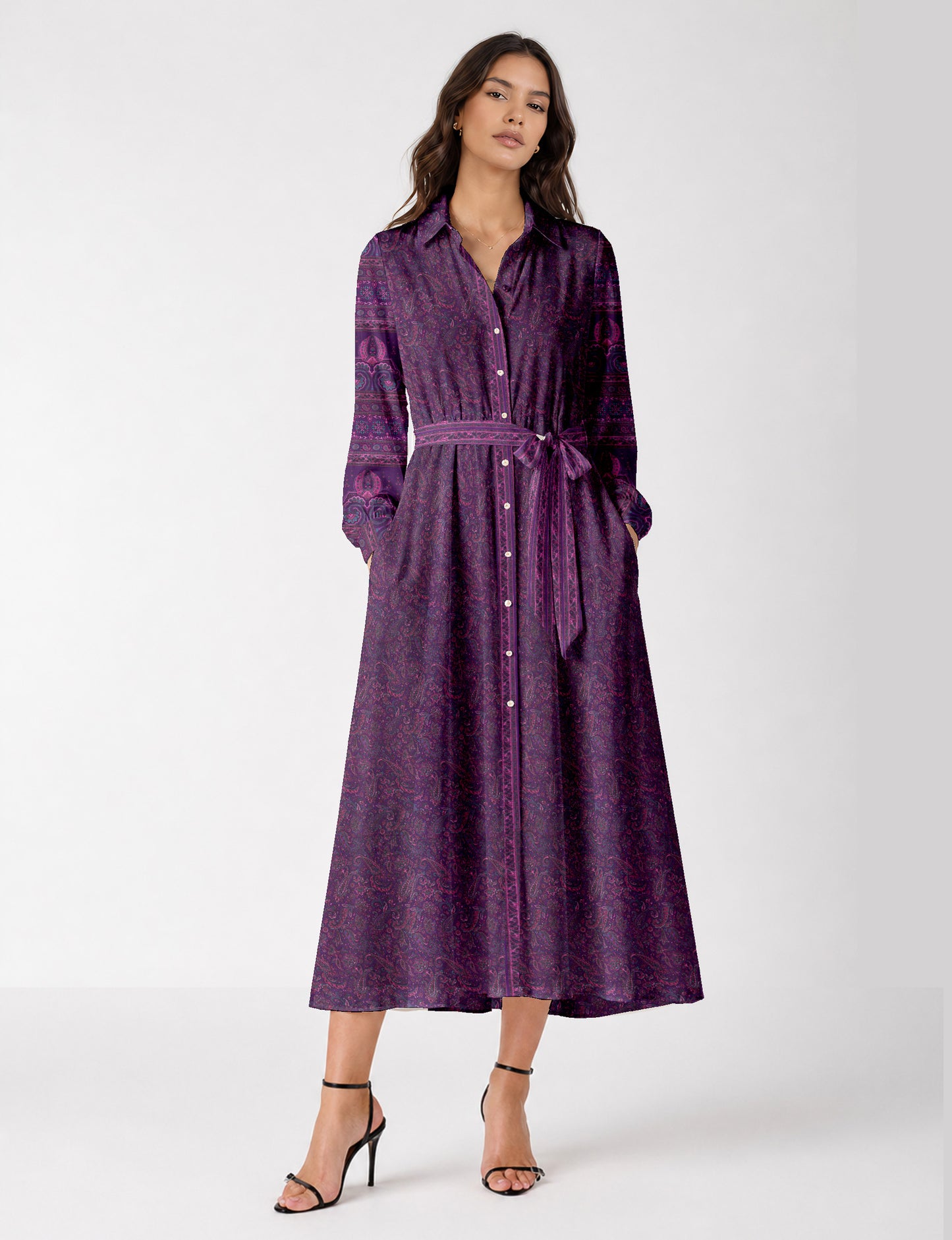 Long shirt dress - Purple Paisley