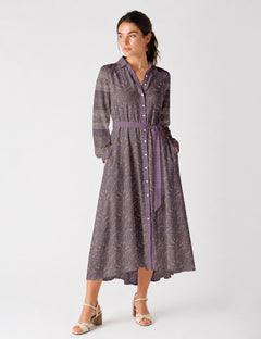 Long shirt dress - Purple Paisley