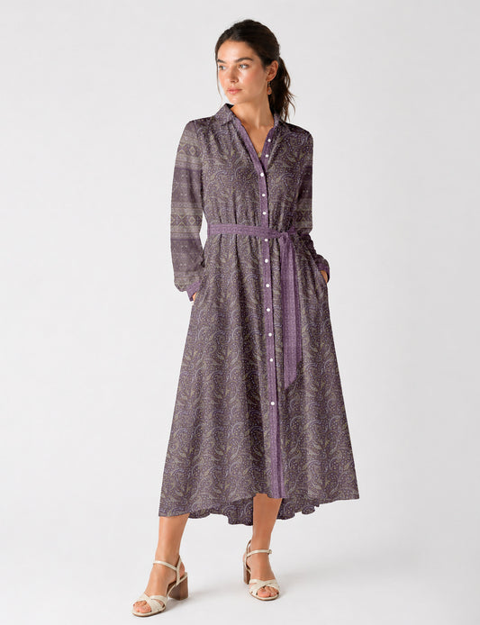 Long shirt dress - Purple Paisley