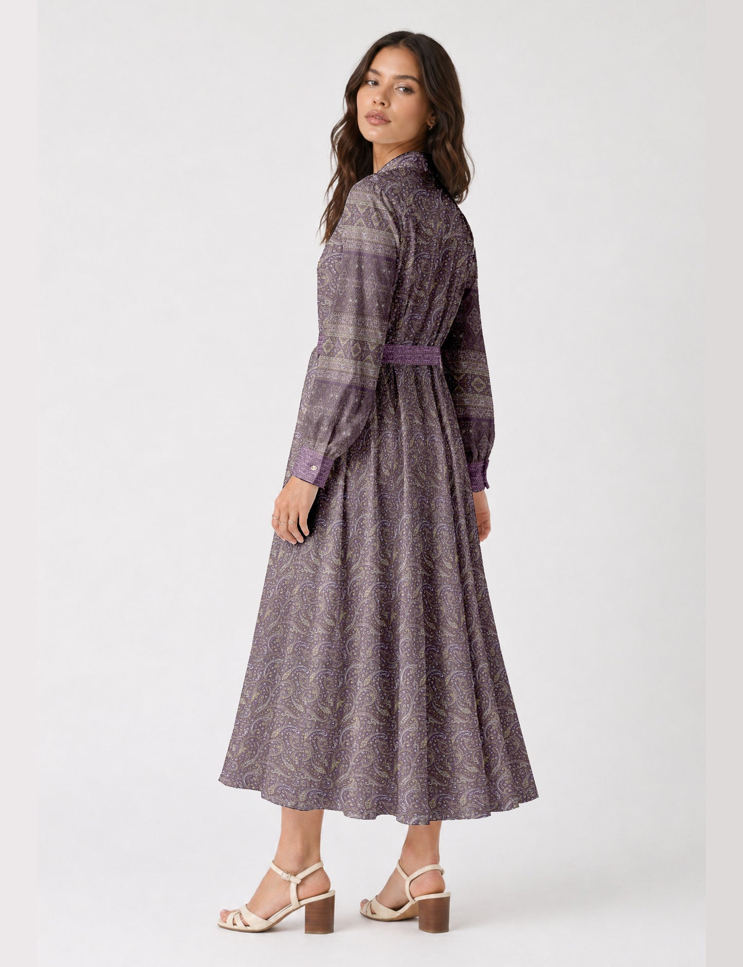 Long shirt dress - Purple Paisley