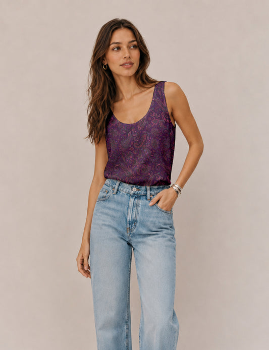 Sleeveless blouse - Purple Paisley