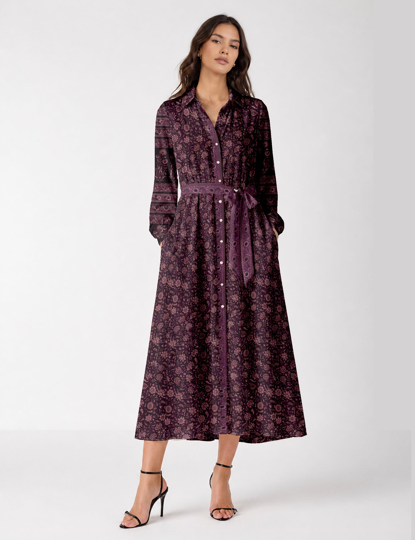 Long shirt dress - Purple Tropical
