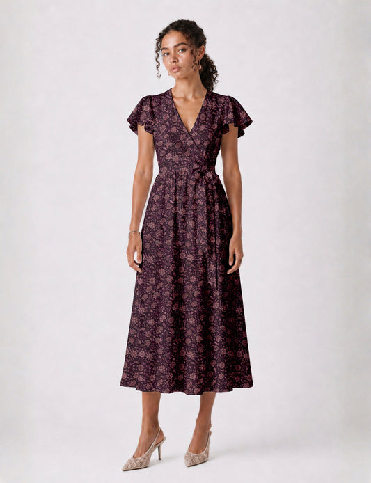 Wrap dress - Purple Tropical
