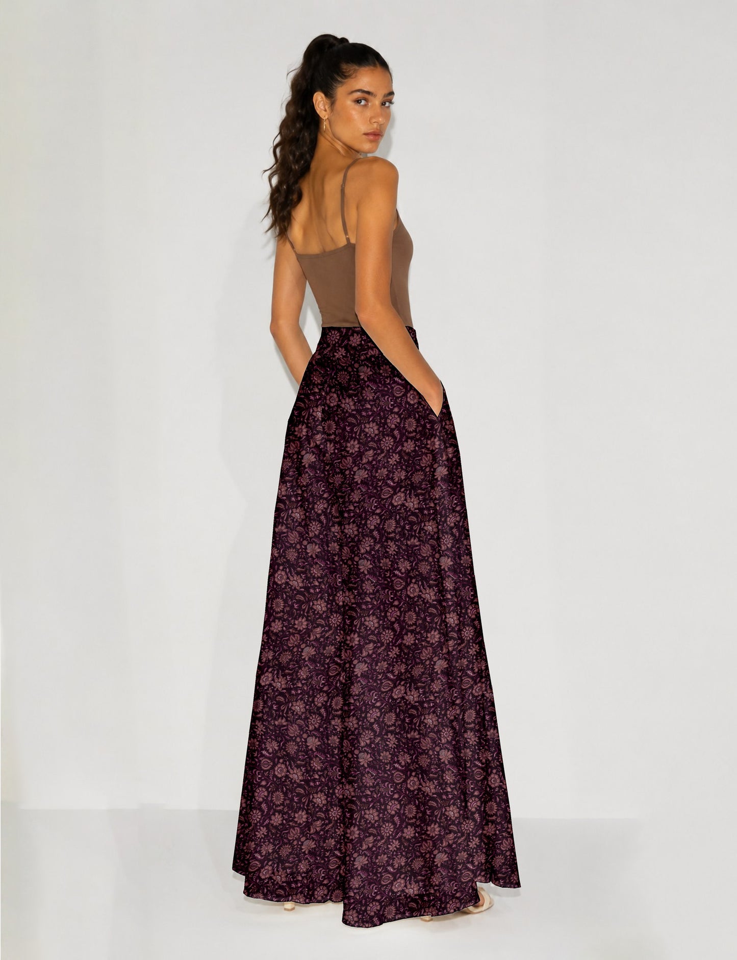 Wide Leg Palazzo Trousers - Purple Tropical