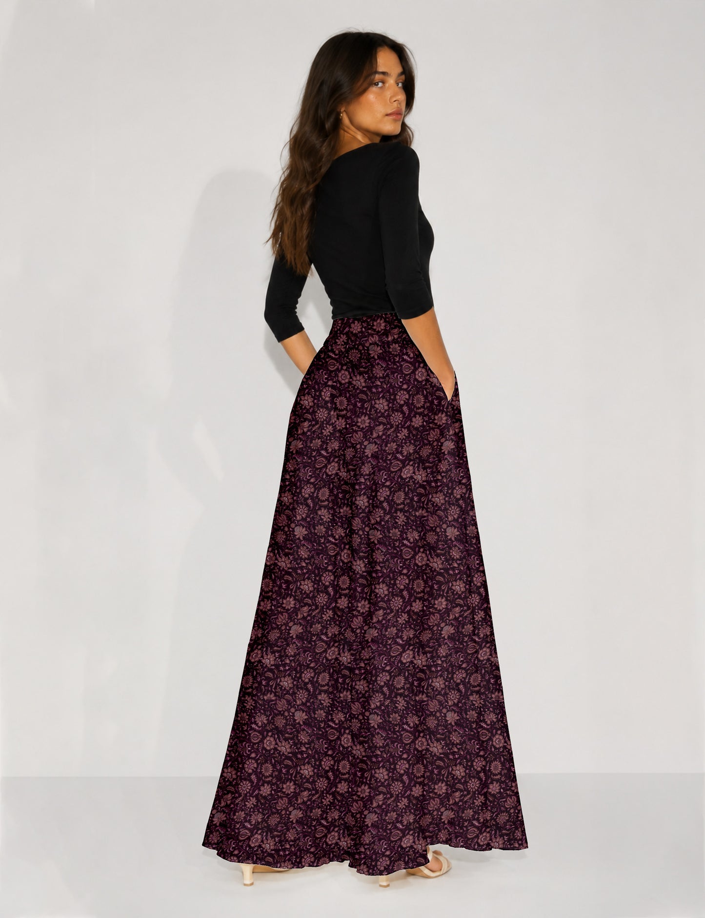 Wide Leg Palazzo Trousers - Purple Tropical