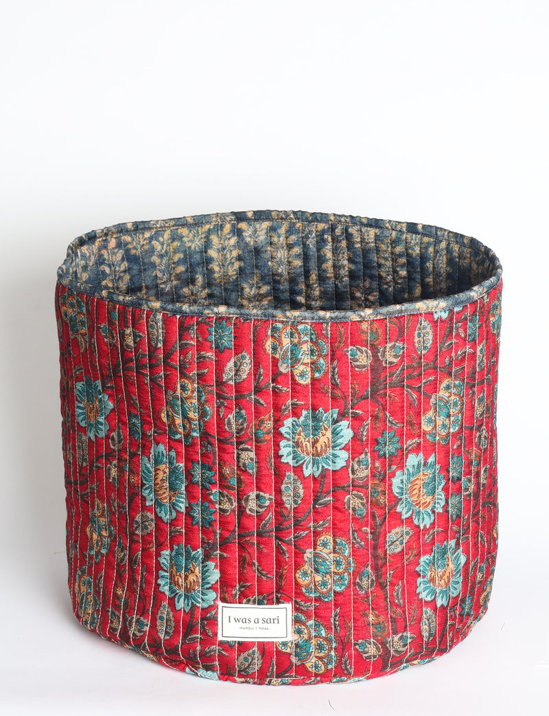 Quilted storage basket - Red Floral
