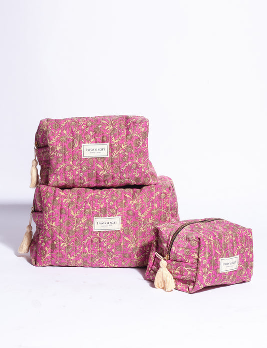 Quilted utility pouch - Pink Tropical