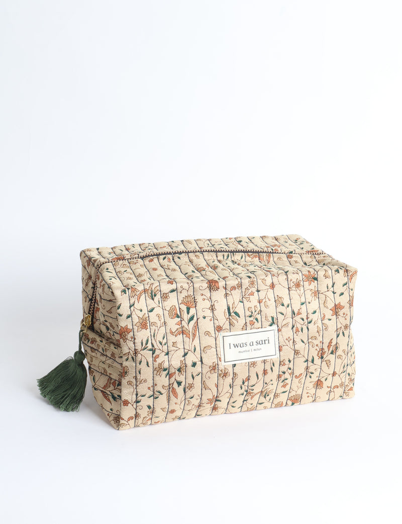 Quilted Utility Pouch - Beige Floral