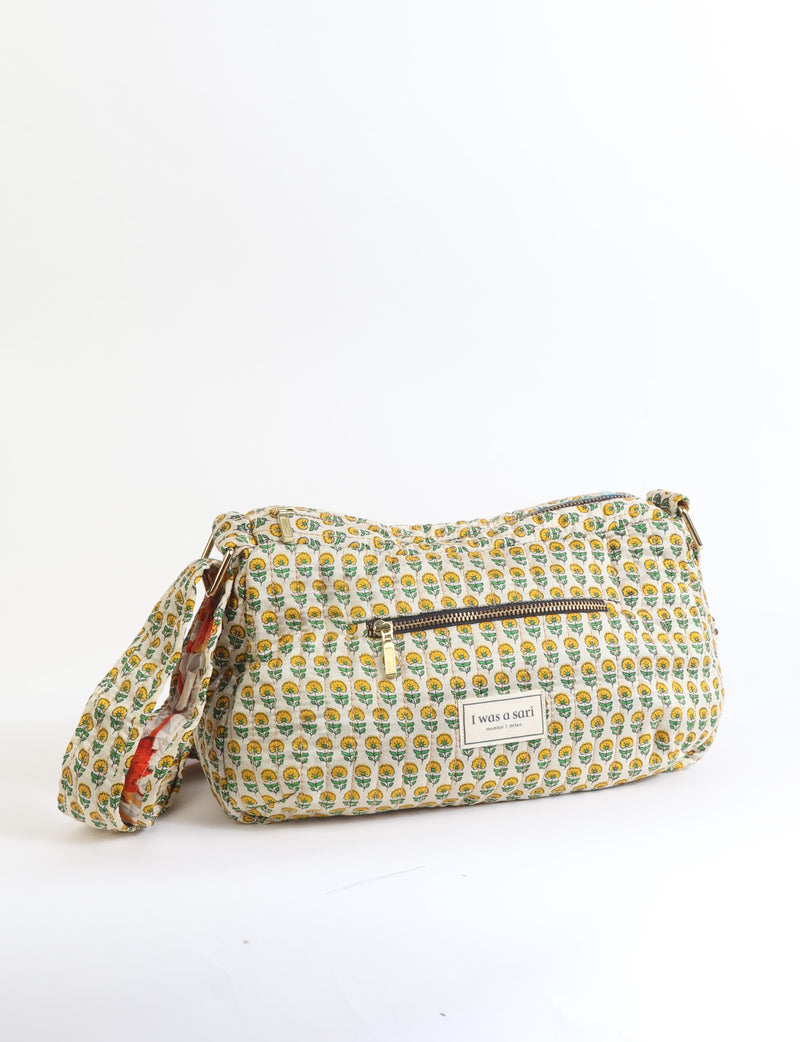 Quilted sling bag - Beige Floral