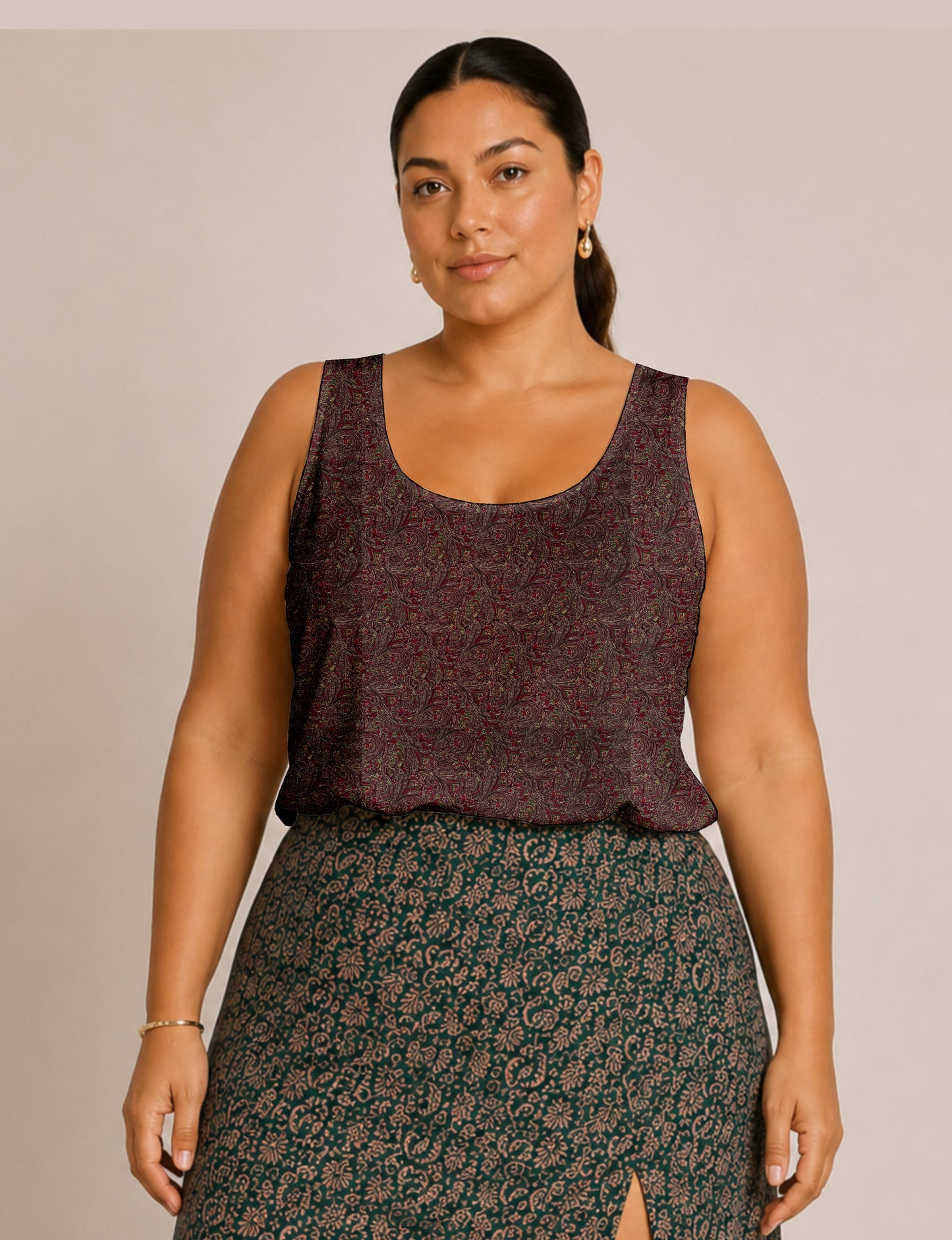 Sleeveless blouse - Red Abstract