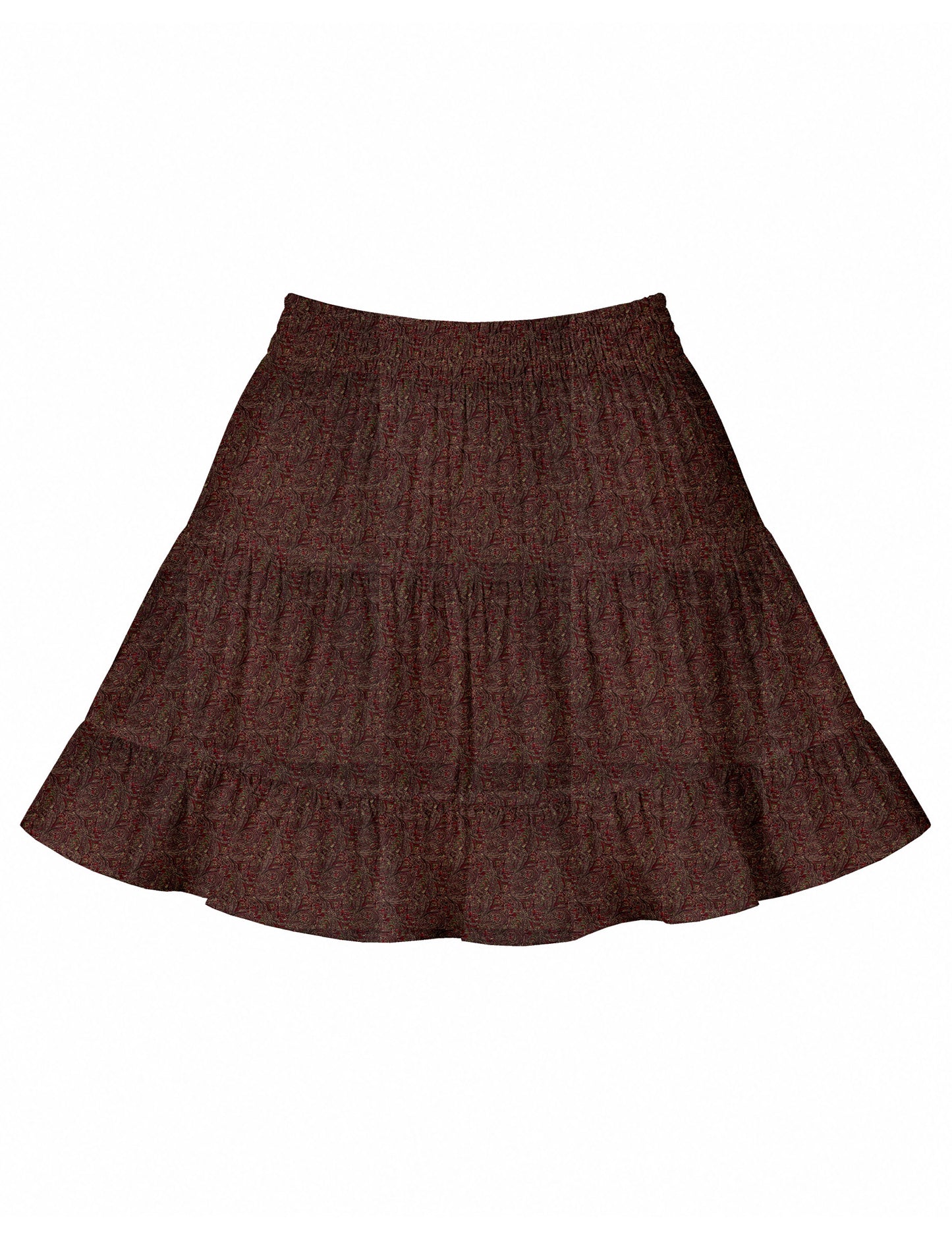 Short tiered skirt - Red Abstract