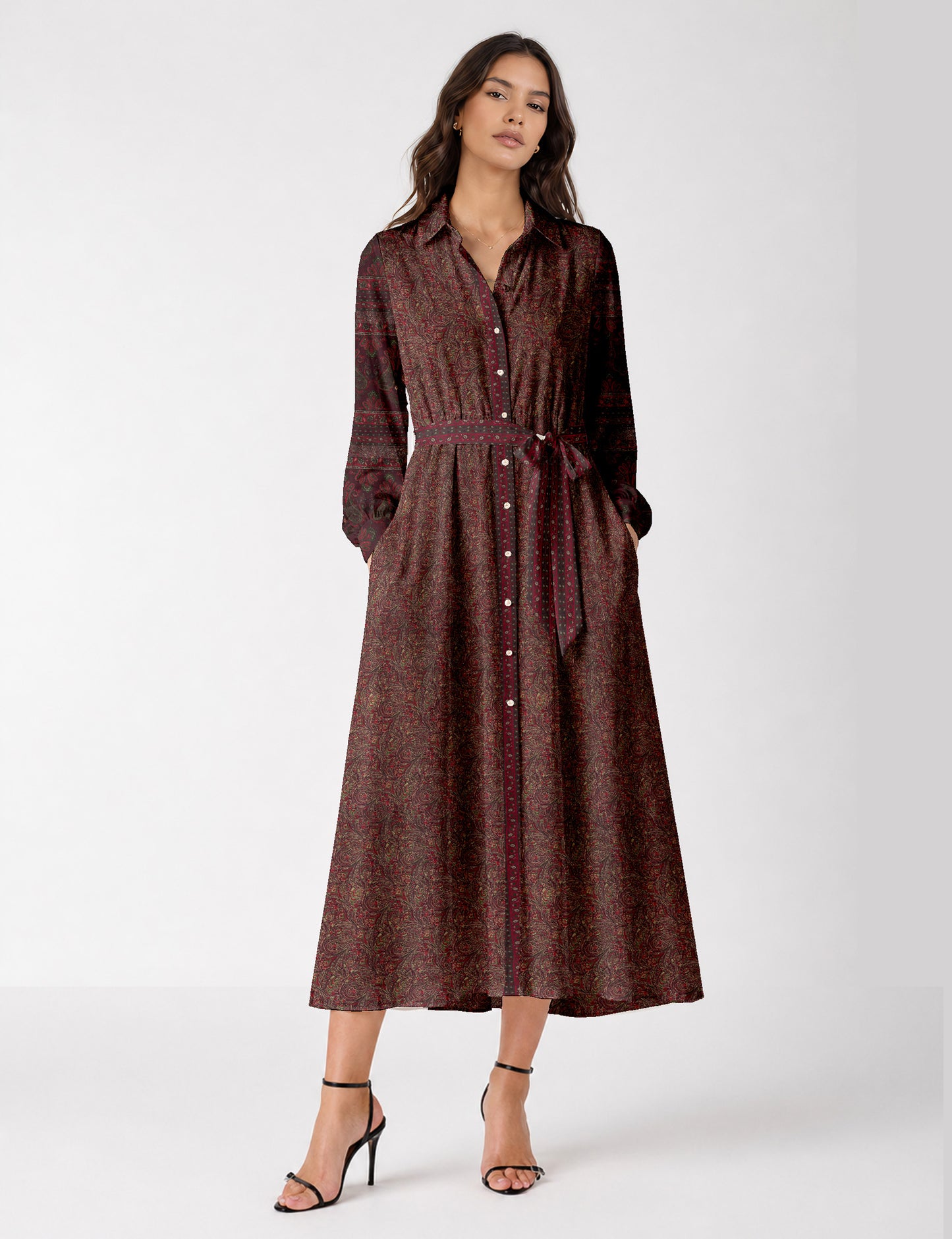 Long shirt dress - Red Abstract