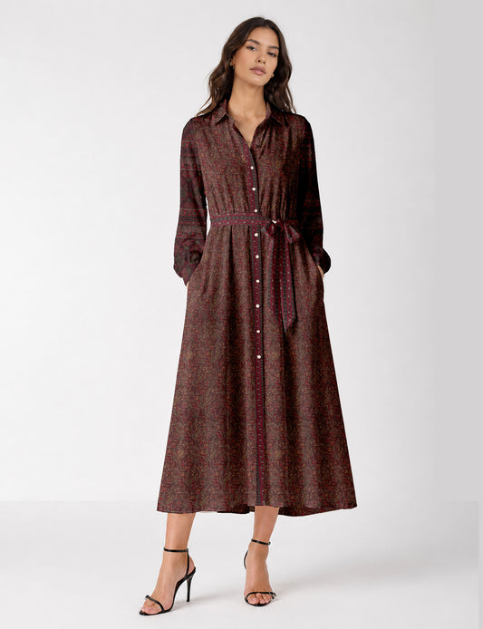 Long shirt dress - Red Abstract