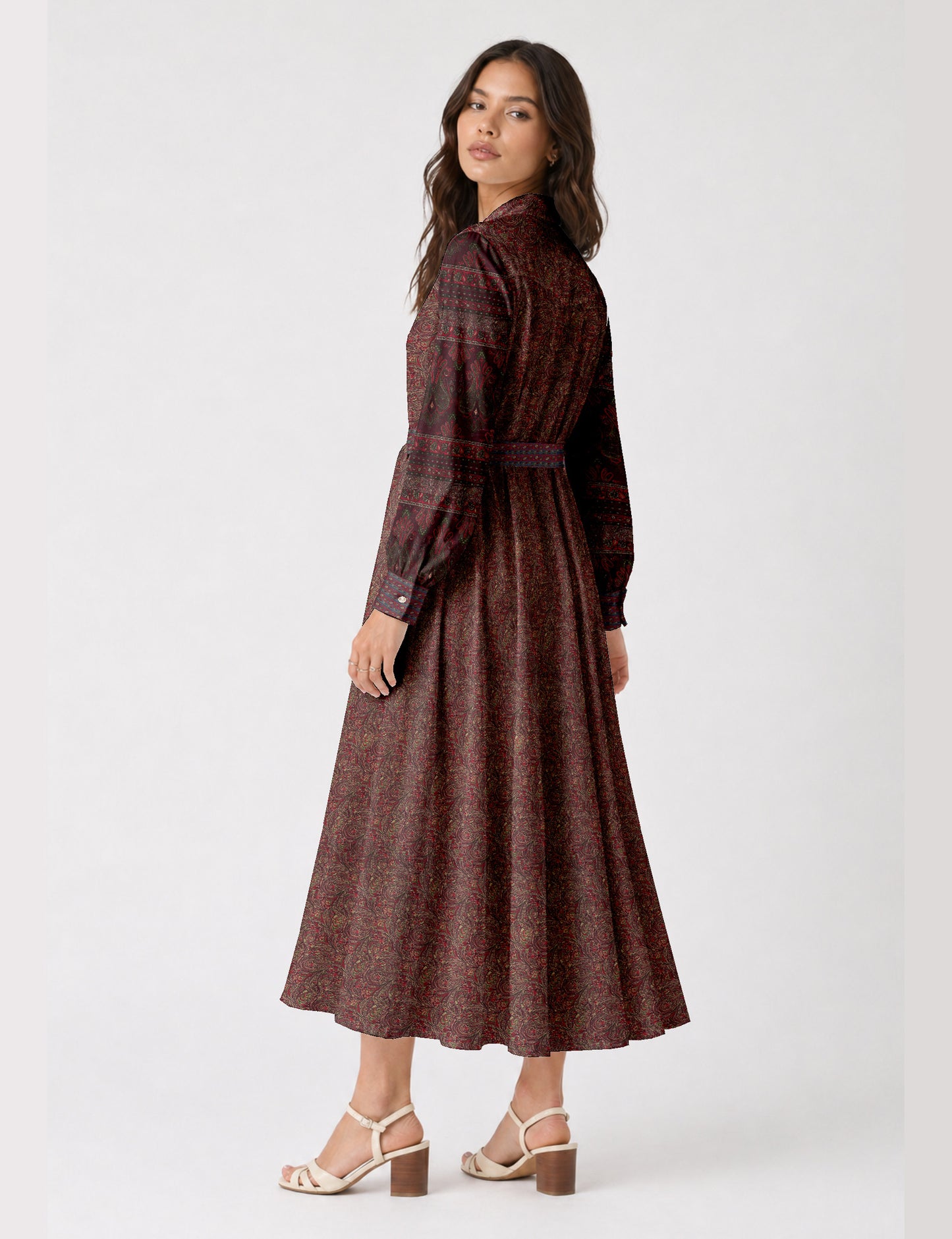 Long shirt dress - Red Abstract