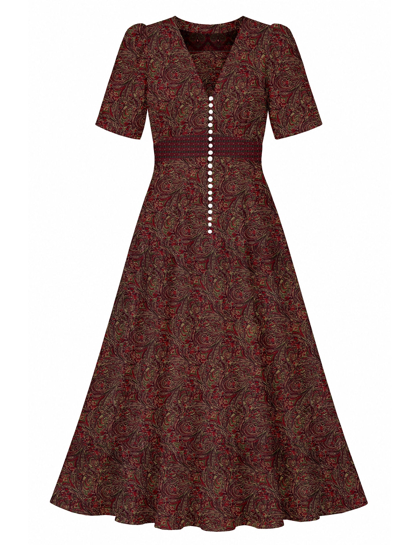 Maxi romantic dress - Red Abstract
