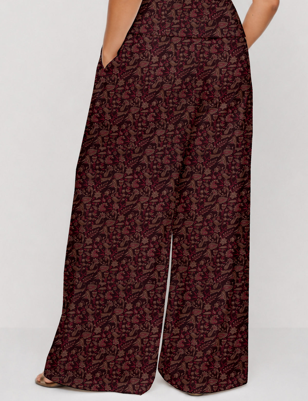 Wide leg pleated trouser - Red Floral