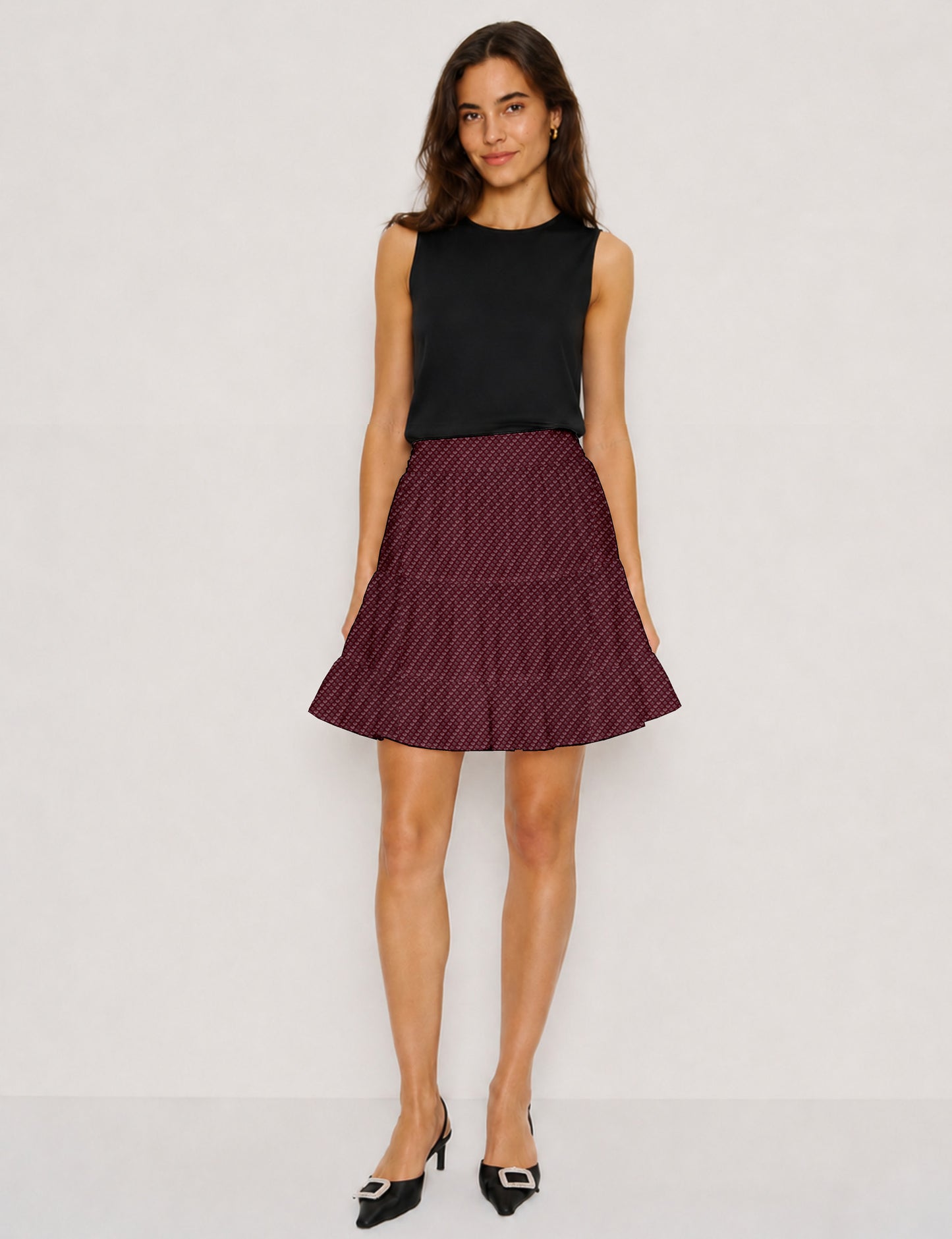 Short tiered skirt - Red Micro Design