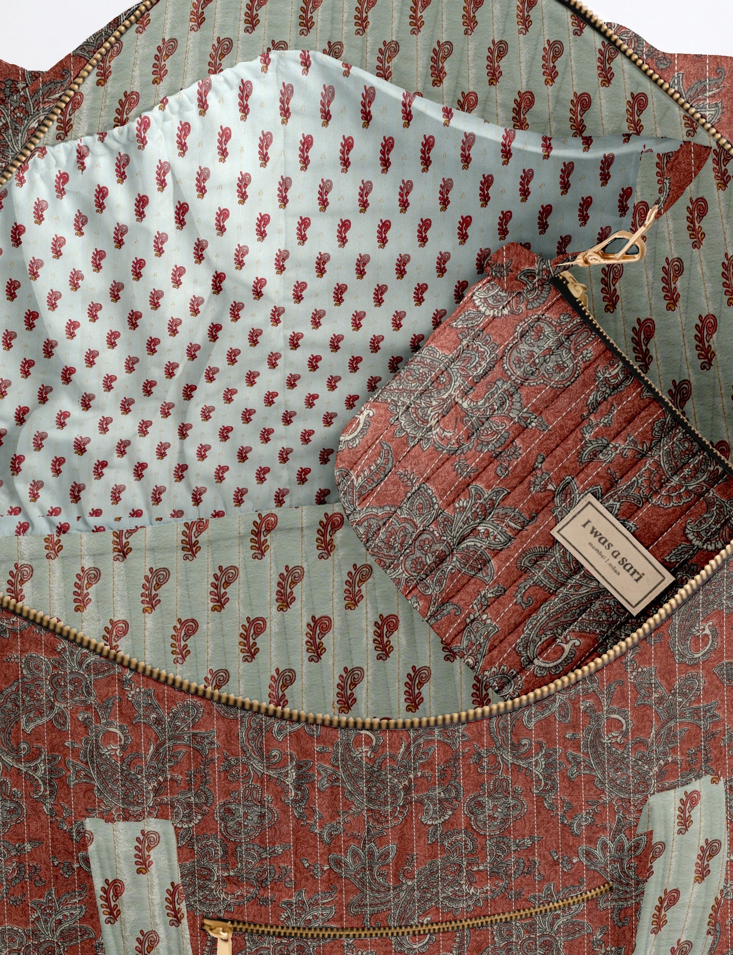 Quilted barrel bag - Red Paisley