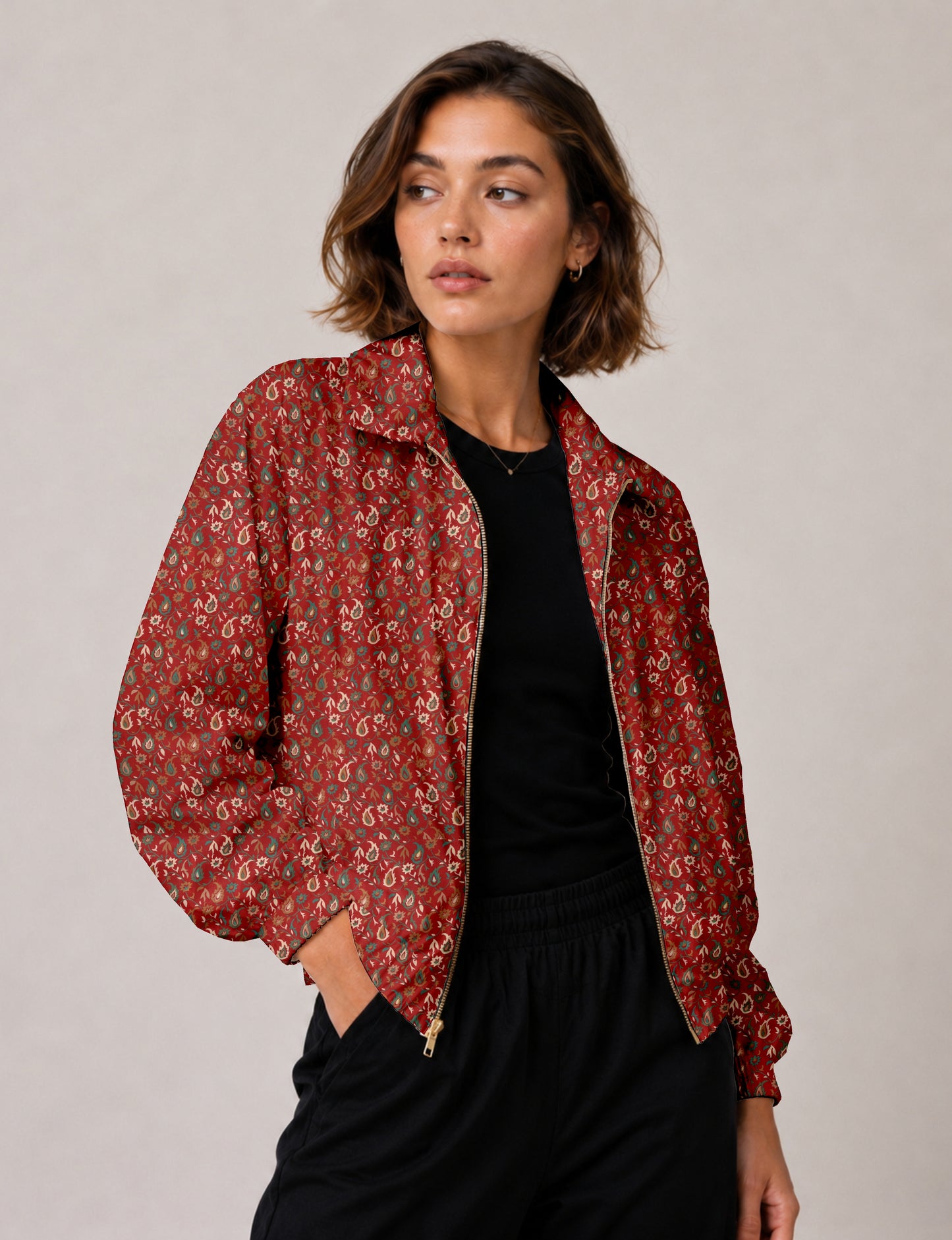 Bomber Jacket - Red Paisley