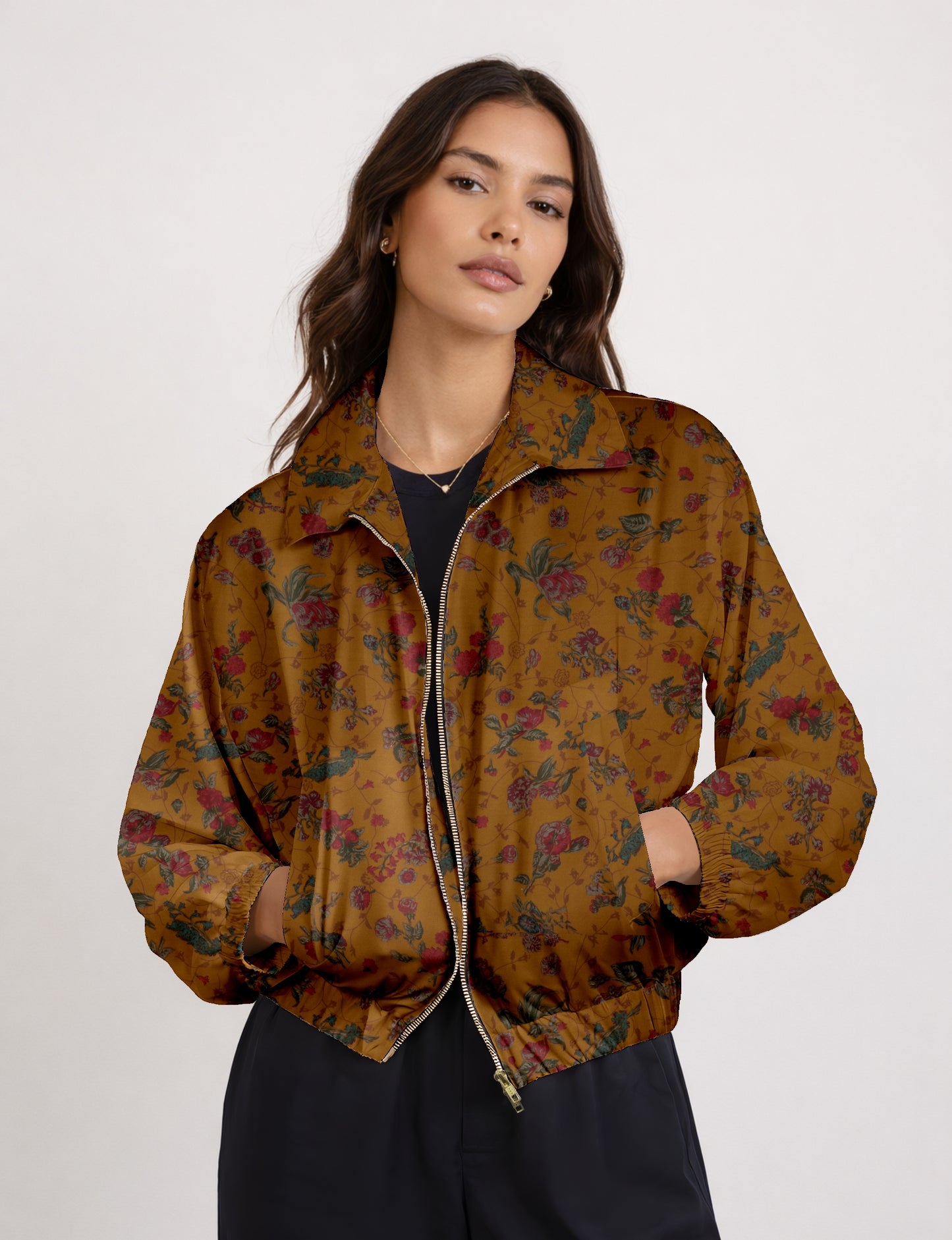 Bomber Jacket - Yellow Floral