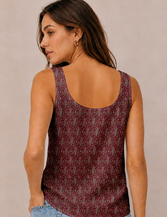 Sleeveless blouse - Red Paisley