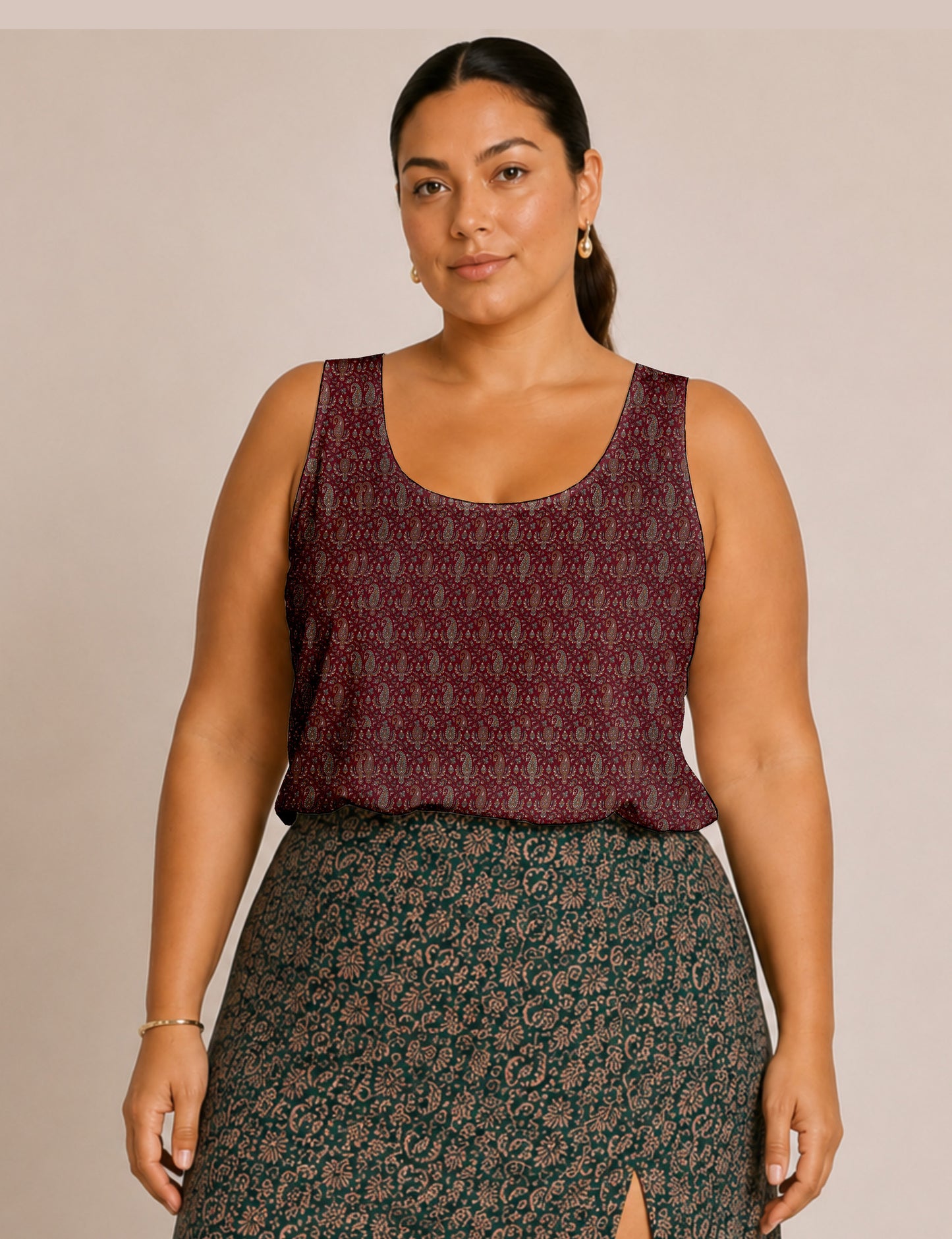 Sleeveless blouse - Red Paisley
