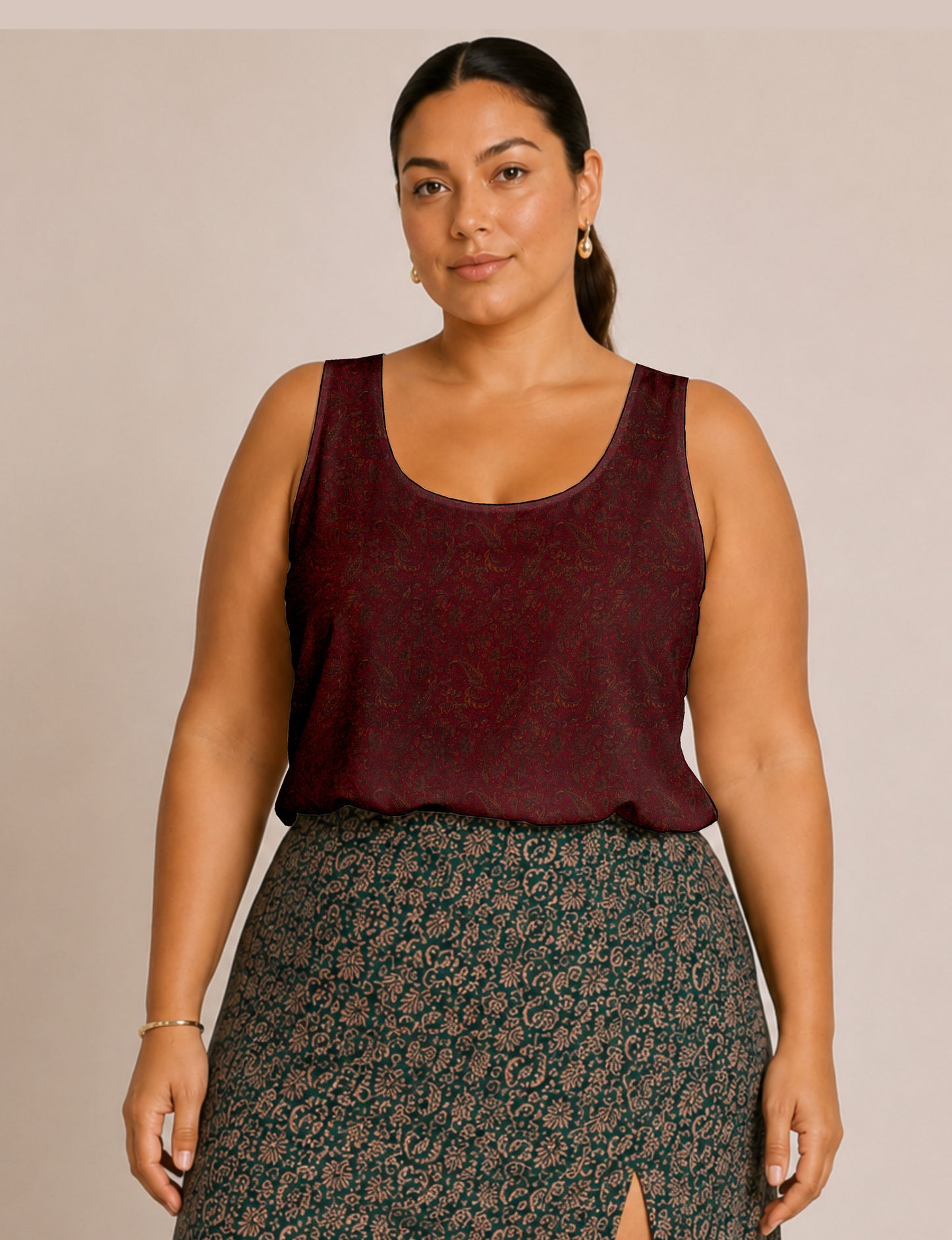 Sleeveless blouse - Red Paisley